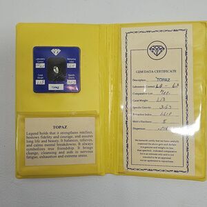 Vintage Natural 1.13ct Topaz Gemstones with GEM DATA Certificate & FOLDING BOOK